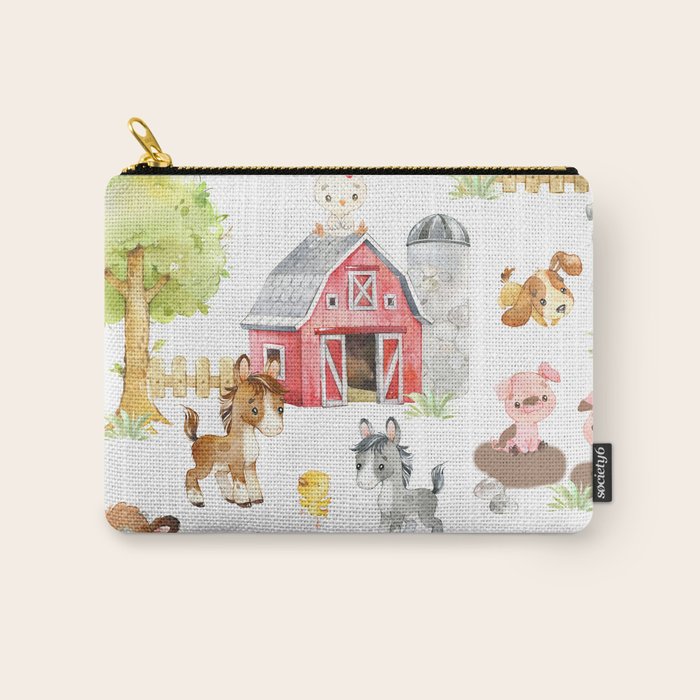 Watercolor Farm Animals Carry All Pouch Gallery Image 1