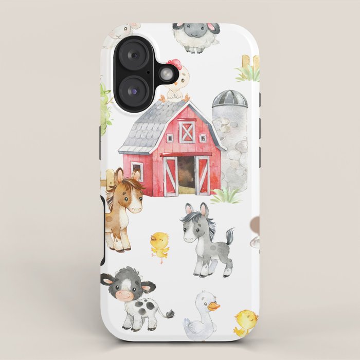 Watercolor Farm Animals iPhone Case Gallery Image 1