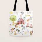 Watercolor Farm Animals Tote Bag Gallery Image 1