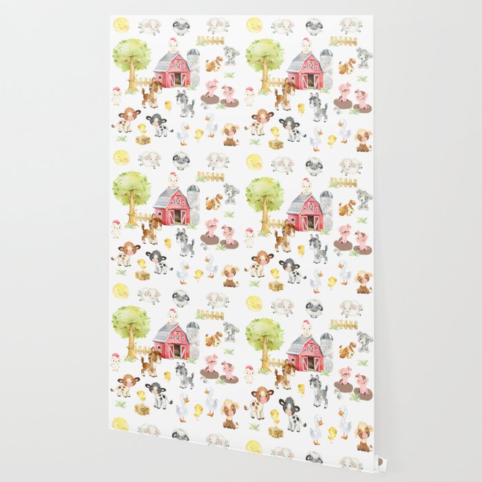 Watercolor Farm Animals Wallpaper Gallery Image 2
