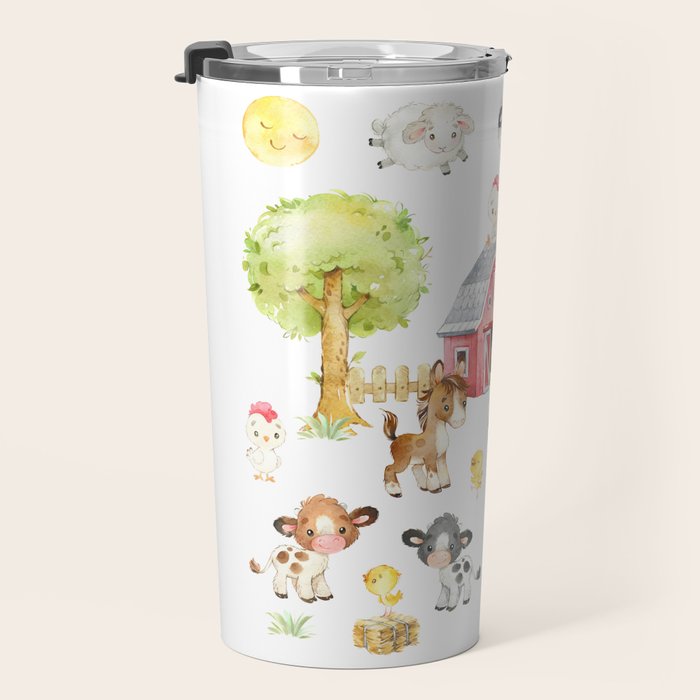 Watercolor Farm Animals Travel Mug Gallery Image 3