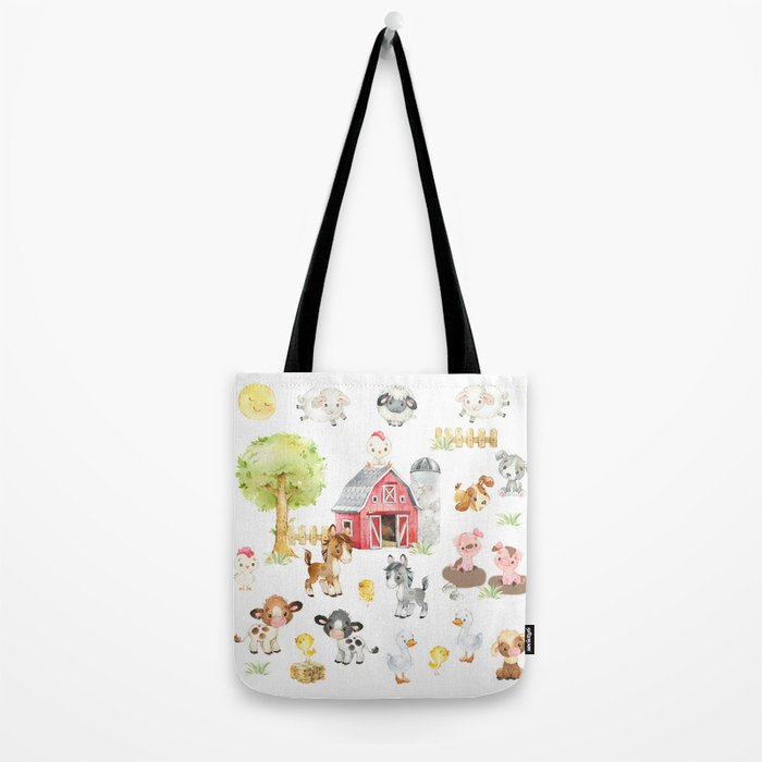 Watercolor Farm Animals Tote Bag Gallery Image 2