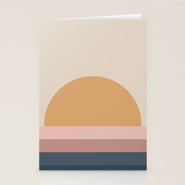 Minimal Retro Sunset - Earthy Neutral Stationery Card Gallery Image 1