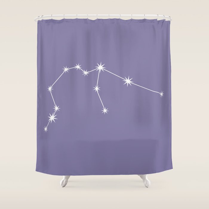 Aquarius Zodiac Star Constellation Line Art Lavender Purple Shower Curtain Gallery Image 1
