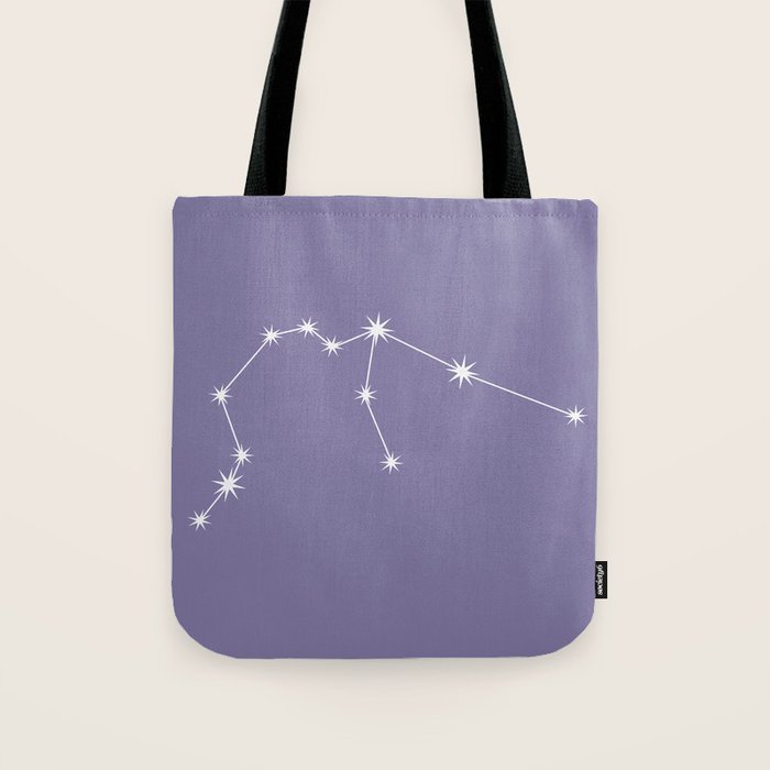 Aquarius Zodiac Star Constellation Line Art Lavender Purple Tote Bag Gallery Image 1