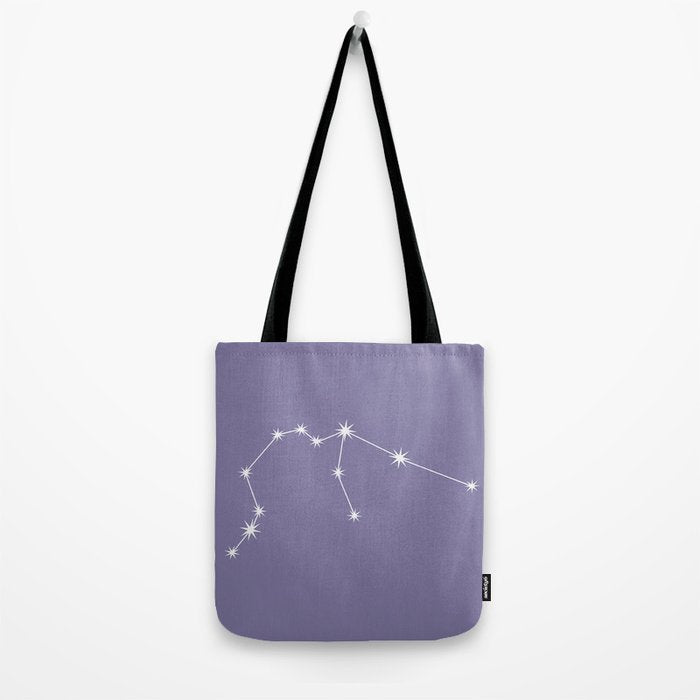Aquarius Zodiac Star Constellation Line Art Lavender Purple Tote Bag Gallery Image 2
