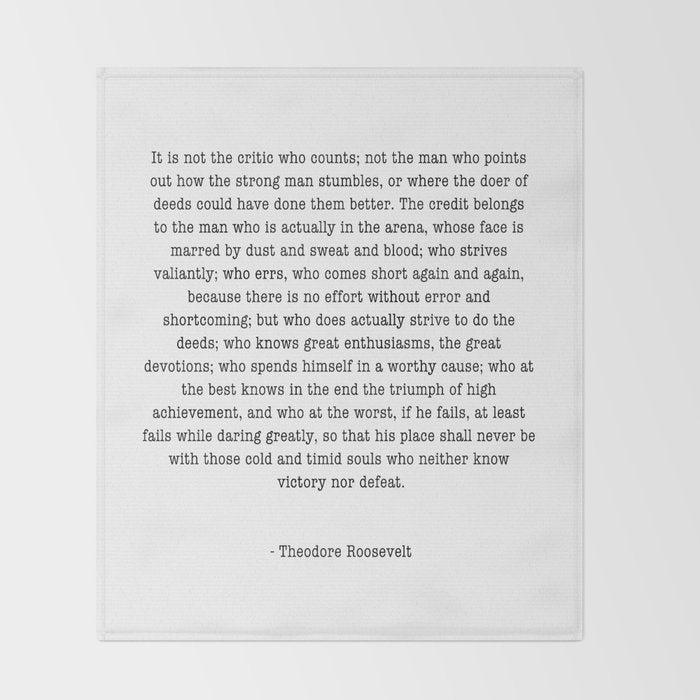 Man In The Arena Theodore Roosevelt Throw Blanket Gallery Image 2