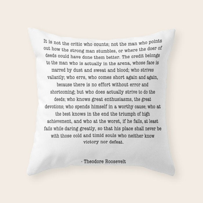 Man In The Arena Theodore Roosevelt Throw Pillow Gallery Image 6