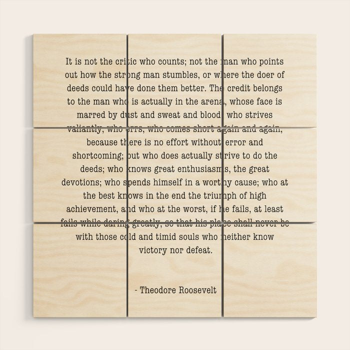 Man In The Arena Theodore Roosevelt Wood Wall Art Gallery Image 1