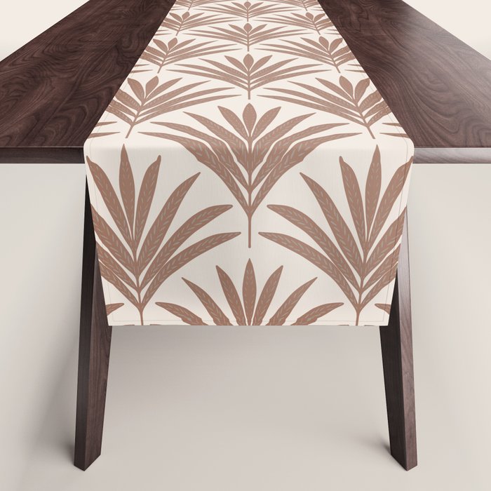 Modern Palm Leaf Pattern - Mocha Table Runner Gallery Image 1