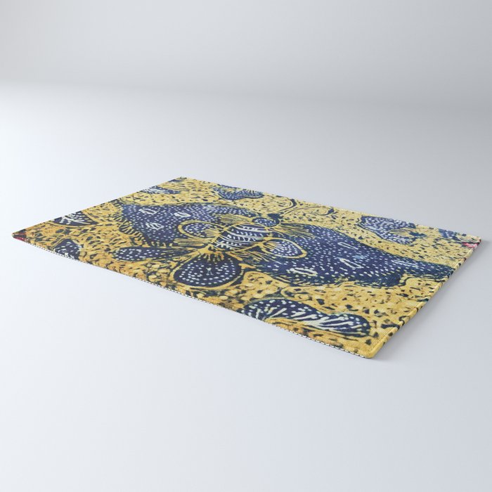 Vintage Indonesian Batik Butterfly Print Rug Gallery Image 3