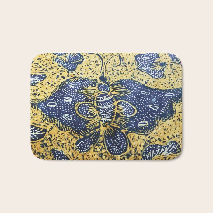 Vintage Indonesian Batik Butterfly Print Bath Mat Gallery Image 1