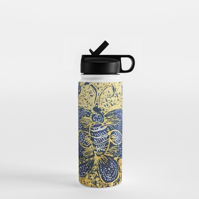 Vintage Indonesian Batik Butterfly Print Water Bottle Gallery Image 1