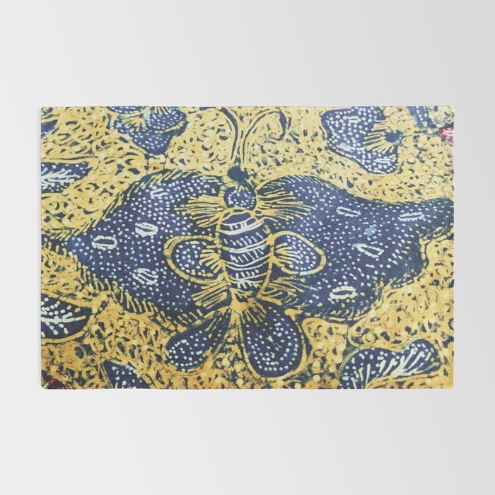Vintage Indonesian Batik Butterfly Print Rug Gallery Image 2