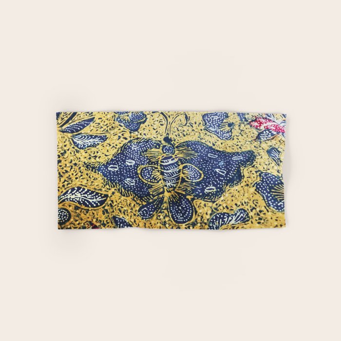 Vintage Indonesian Batik Butterfly Print Bath Towel Gallery Image 1