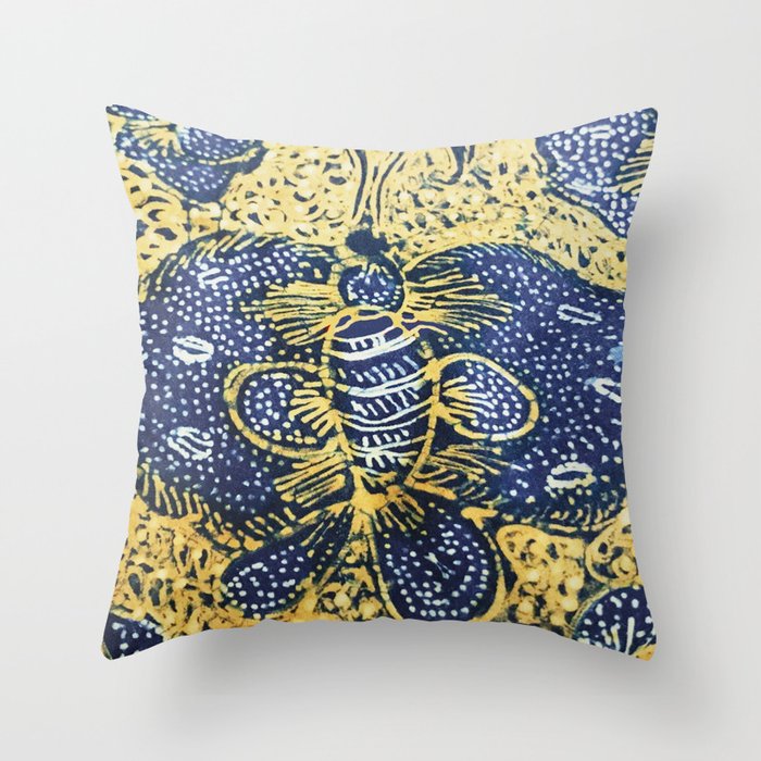 Vintage Indonesian Batik Butterfly Print Throw Pillow Gallery Image 6