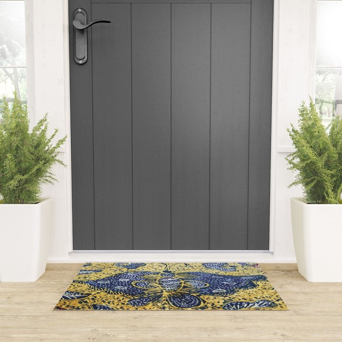 Vintage Indonesian Batik Butterfly Print Welcome Mat Gallery Image 3