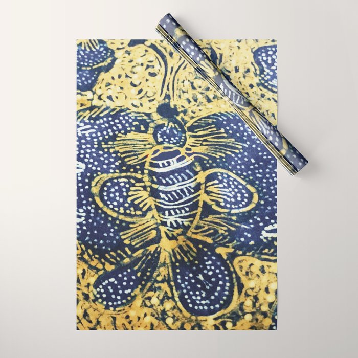 Vintage Indonesian Batik Butterfly Print Wrapping Paper Gallery Image 1