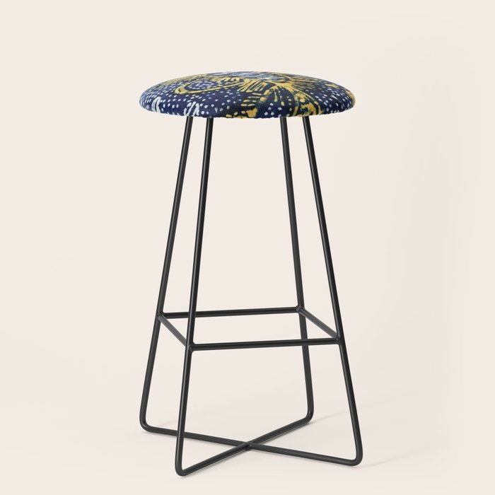Vintage Indonesian Batik Butterfly Print Stool Gallery Image 1