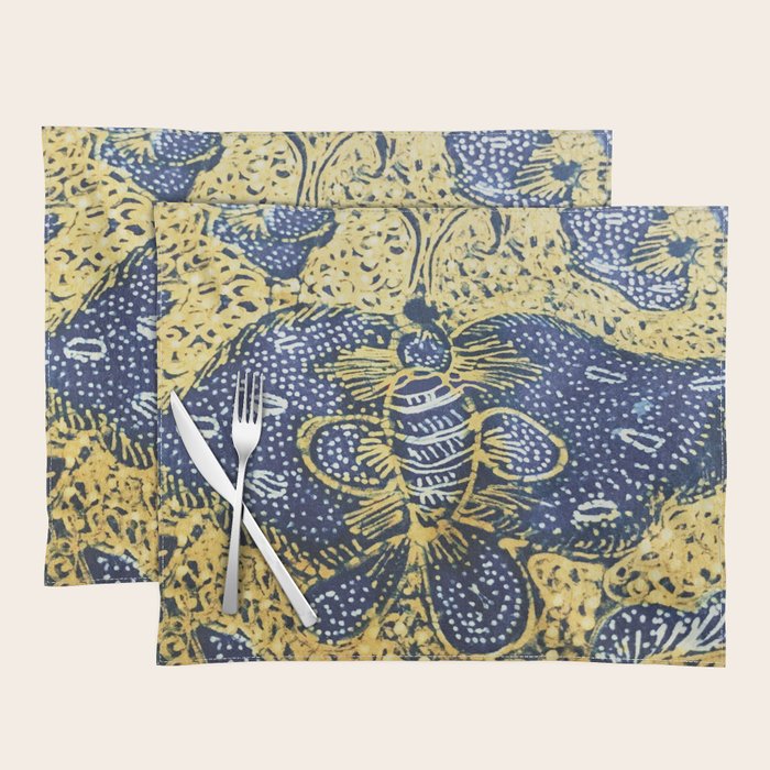 Vintage Indonesian Batik Butterfly Print Placemat Gallery Image 1