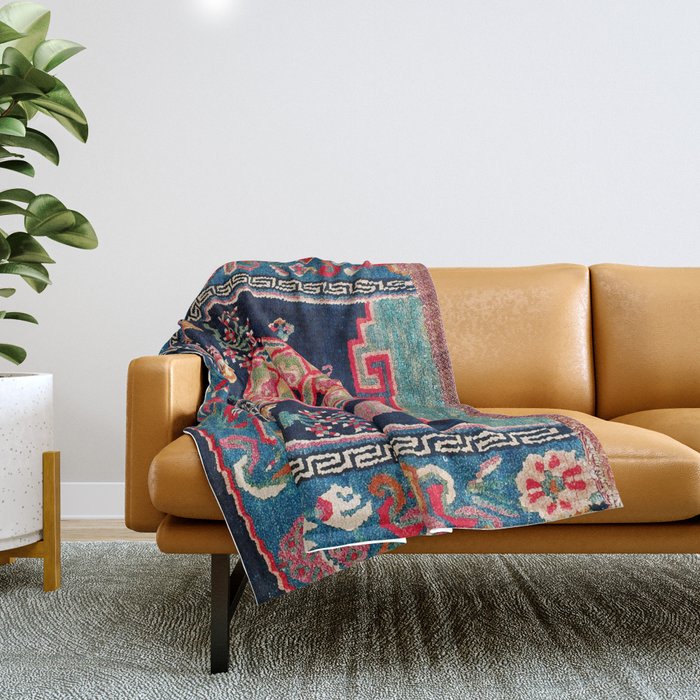 Shigatse Makden South Tibetan Buddhist Saddle Cover Print Throw Blanket Gallery Image 1