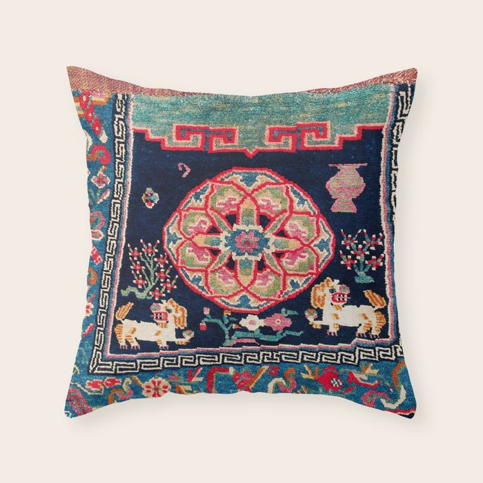 Shigatse Makden South Tibetan Buddhist Saddle Cover Print Throw Pillow Gallery Image 6