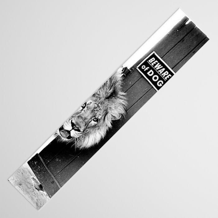 Beware of Dog black and white photograph of attack lion humorous black and white photography Table Runner Gallery Image 3