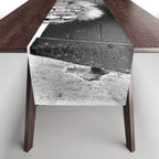 Beware of Dog black and white photograph of attack lion humorous black and white photography Table Runner Gallery Image 1