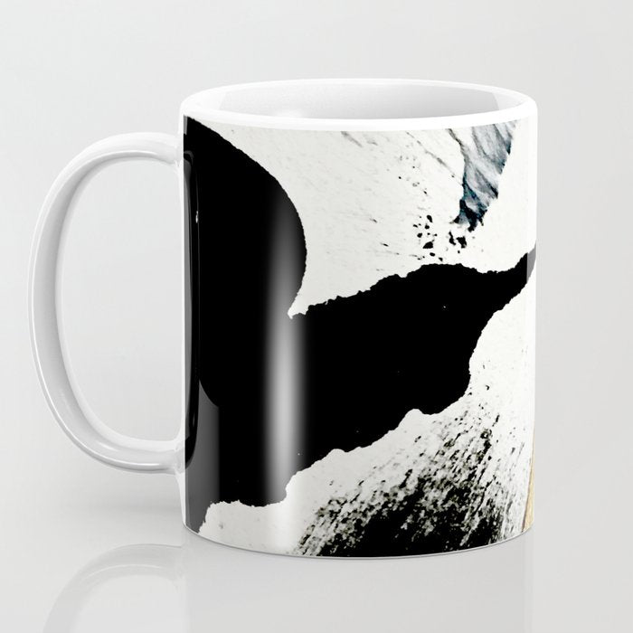 Armor [8]: a minimal abstract piece in black white and gold by Alyssa Hamilton Art Coffee Mug Gallery Image 3