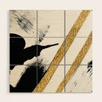 Armor [8]: a minimal abstract piece in black white and gold by Alyssa Hamilton Art Wood Wall Art Gallery Image 1