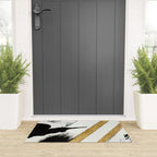 Armor [8]: a minimal abstract piece in black white and gold by Alyssa Hamilton Art Welcome Mat Gallery Image 3