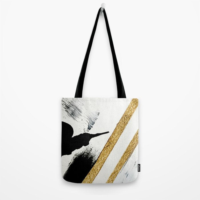 Armor [8]: a minimal abstract piece in black white and gold by Alyssa Hamilton Art Tote Bag Gallery Image 2