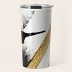 Armor [8]: a minimal abstract piece in black white and gold by Alyssa Hamilton Art Travel Mug Gallery Image 1