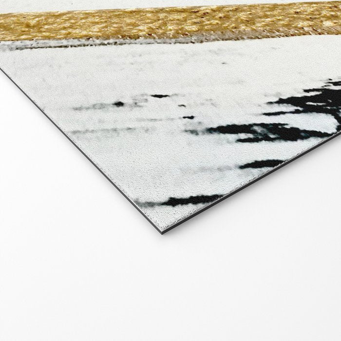 Armor [8]: a minimal abstract piece in black white and gold by Alyssa Hamilton Art Welcome Mat Gallery Image 2