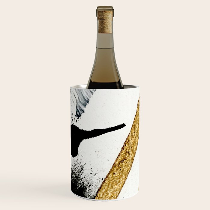 Armor [8]: a minimal abstract piece in black white and gold by Alyssa Hamilton Art Wine Chiller Gallery Image 1
