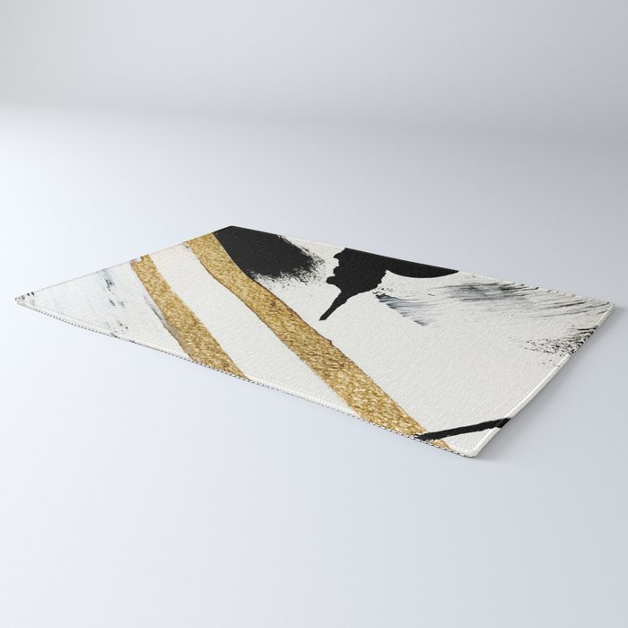 Armor [8]: a minimal abstract piece in black white and gold by Alyssa Hamilton Art Rug Gallery Image 3