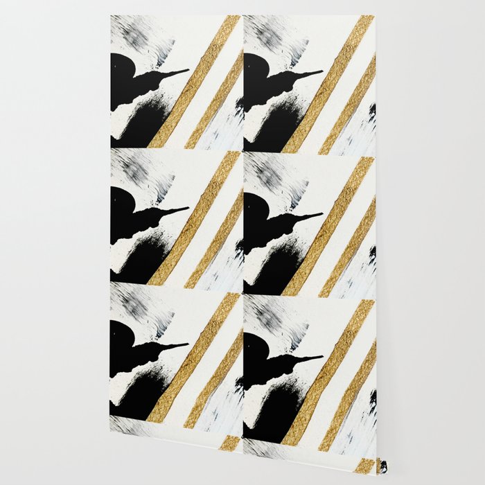 Armor [8]: a minimal abstract piece in black white and gold by Alyssa Hamilton Art Wallpaper Gallery Image 2