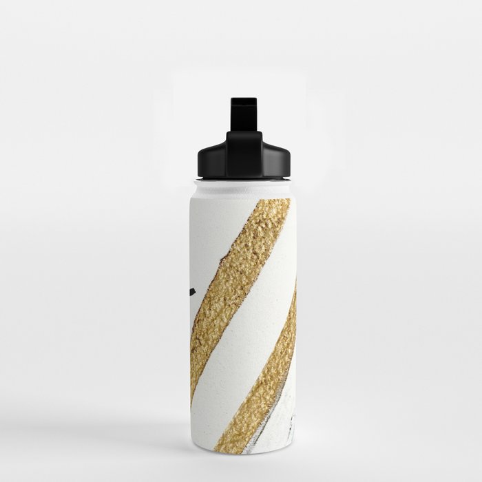 Armor [8]: a minimal abstract piece in black white and gold by Alyssa Hamilton Art Water Bottle Gallery Image 2