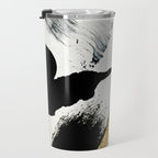 Armor [8]: a minimal abstract piece in black white and gold by Alyssa Hamilton Art Travel Mug Gallery Image 3