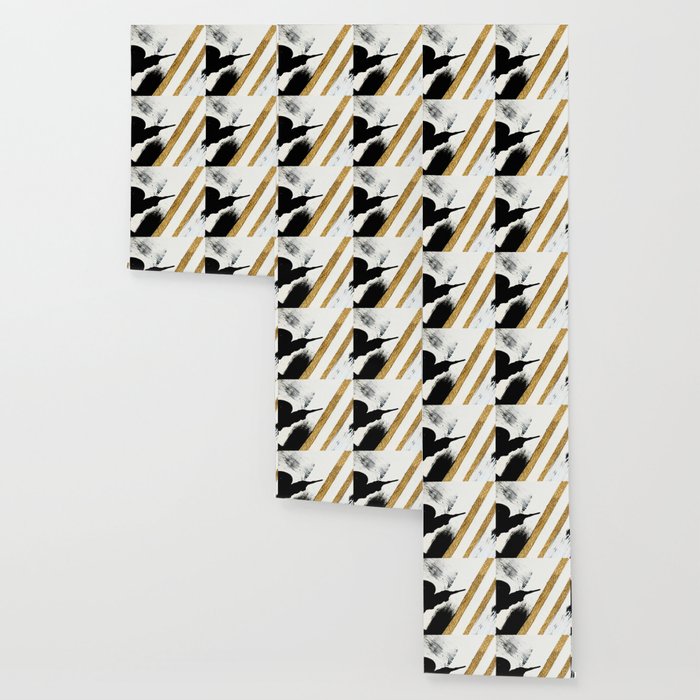 Armor [8]: a minimal abstract piece in black white and gold by Alyssa Hamilton Art Wallpaper Gallery Image 3