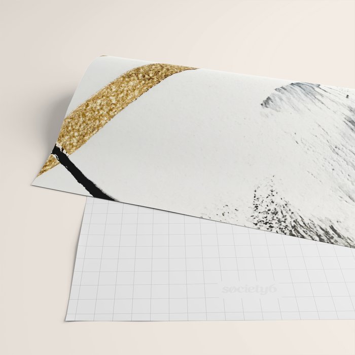 Armor [8]: a minimal abstract piece in black white and gold by Alyssa Hamilton Art Wrapping Paper Gallery Image 2