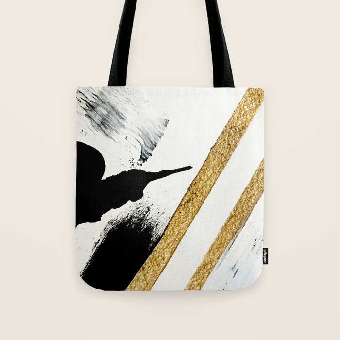 Armor [8]: a minimal abstract piece in black white and gold by Alyssa Hamilton Art Tote Bag Gallery Image 1