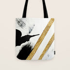 Armor [8]: a minimal abstract piece in black white and gold by Alyssa Hamilton Art Tote Bag Gallery Image 1