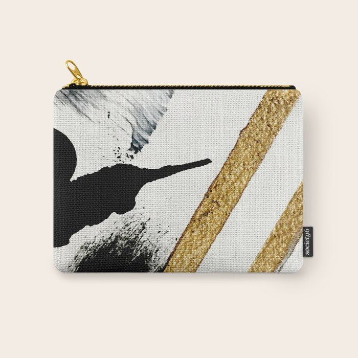 Armor [8]: a minimal abstract piece in black white and gold by Alyssa Hamilton Art Carry All Pouch Gallery Image 1