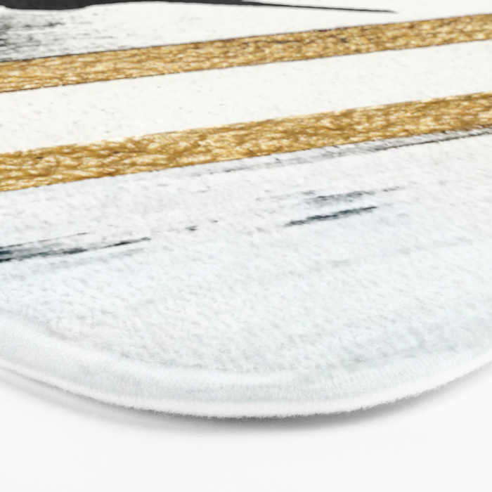 Armor [8]: a minimal abstract piece in black white and gold by Alyssa Hamilton Art Bath Mat Gallery Image 3