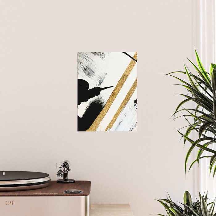 Armor [8]: a minimal abstract piece in black white and gold by Alyssa Hamilton Art Poster Gallery Image 2