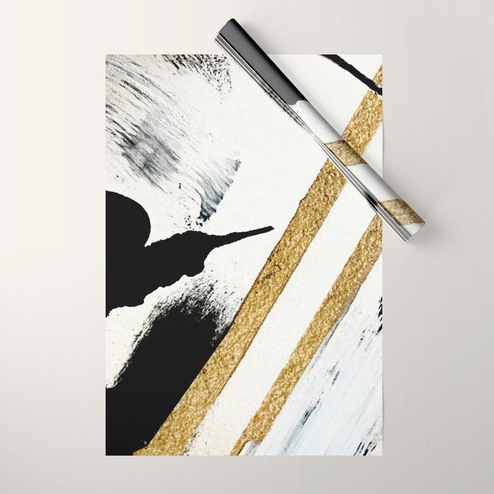 Armor [8]: a minimal abstract piece in black white and gold by Alyssa Hamilton Art Wrapping Paper Gallery Image 1