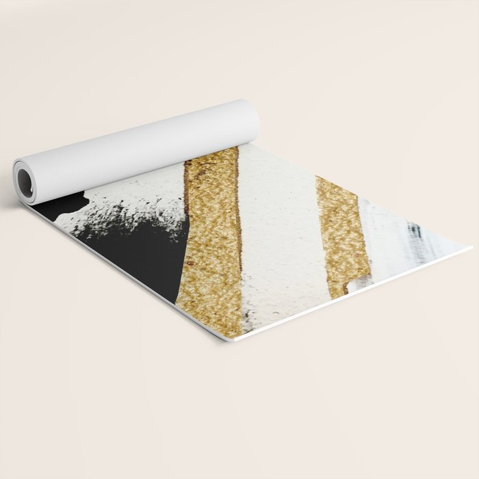 Armor [8]: a minimal abstract piece in black white and gold by Alyssa Hamilton Art Yoga Mat Gallery Image 2
