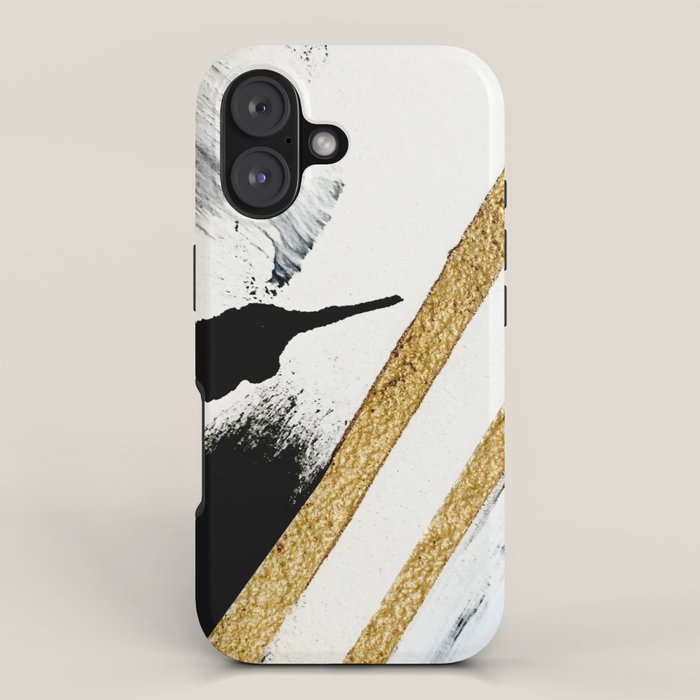 Armor [8]: a minimal abstract piece in black white and gold by Alyssa Hamilton Art iPhone Case Gallery Image 1