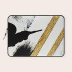 Armor [8]: a minimal abstract piece in black white and gold by Alyssa Hamilton Art Laptop Sleeve Gallery Image 1